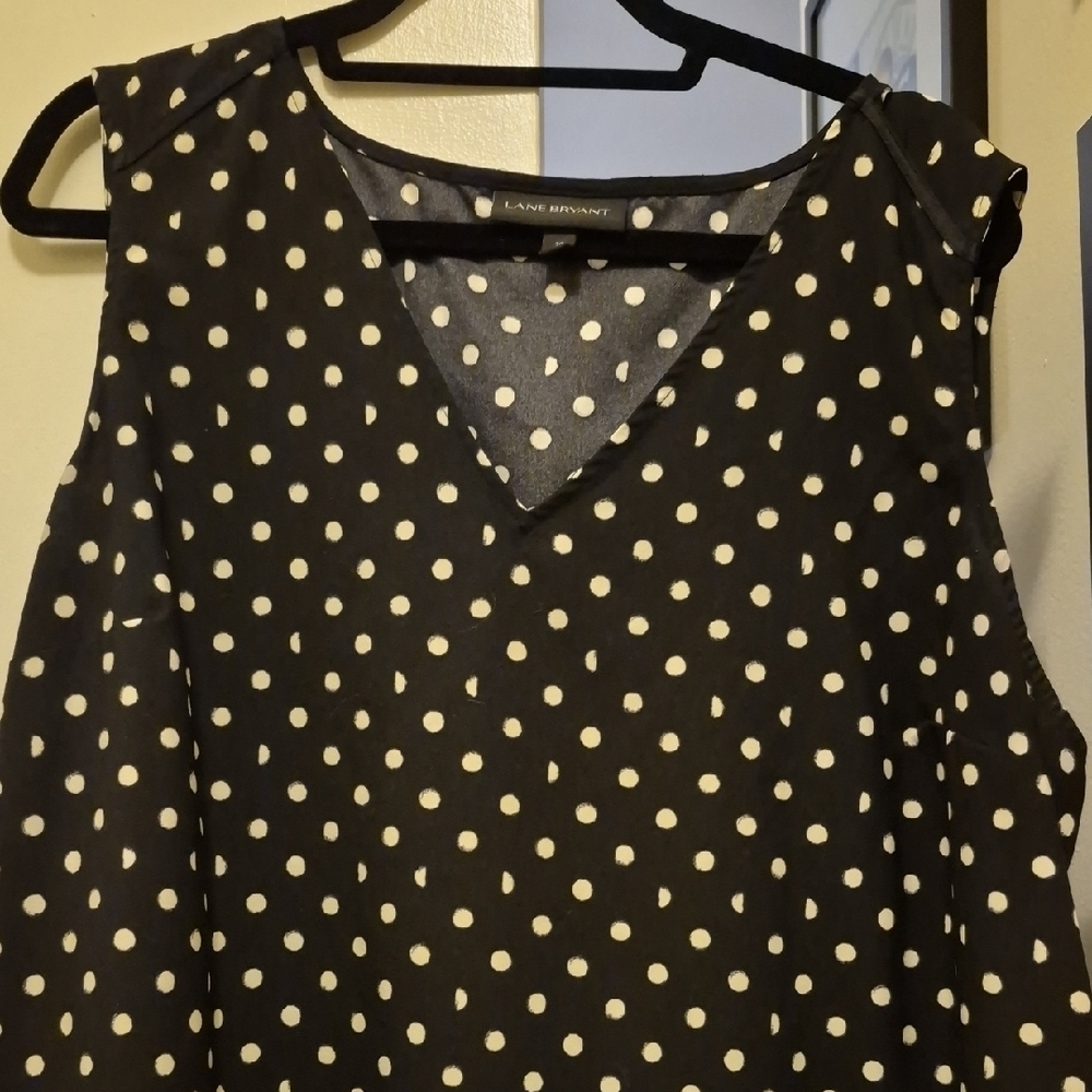 Lane Bryant Black and White Polka Dot Blouse